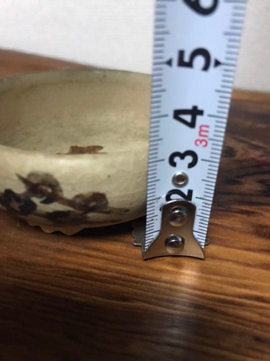 盆栽鉢　おまけ2個付時代名工常滑服部絵付け手捻りミニ盆栽鉢8x3.5cm服部3個