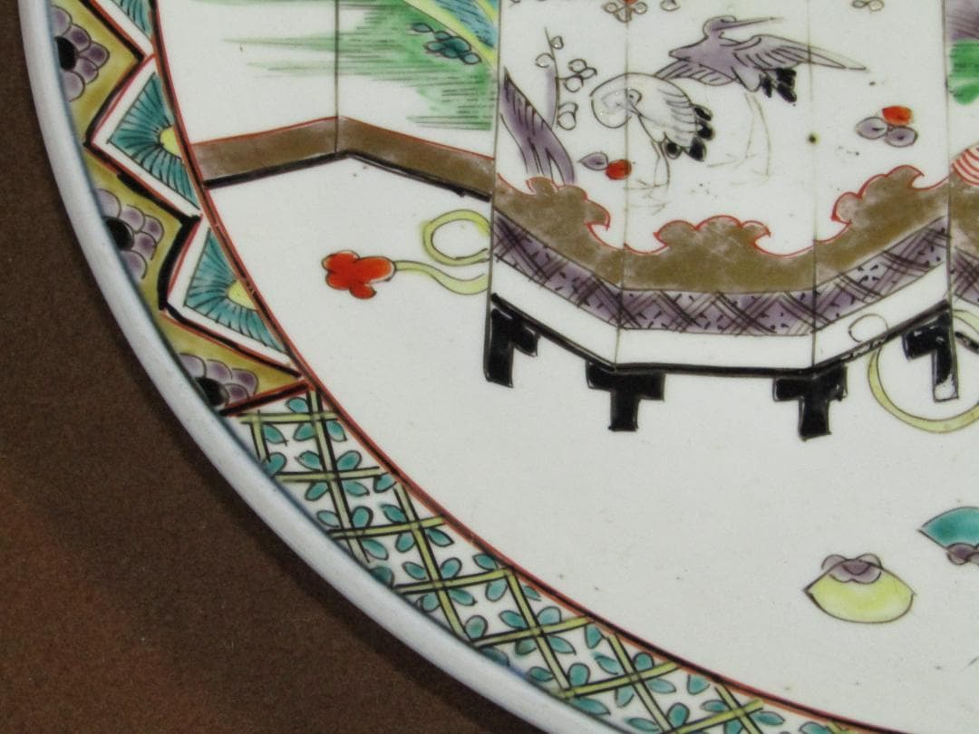 色絵 時代貝合わせ・貝桶図 一尺三寸皿】古伊万里