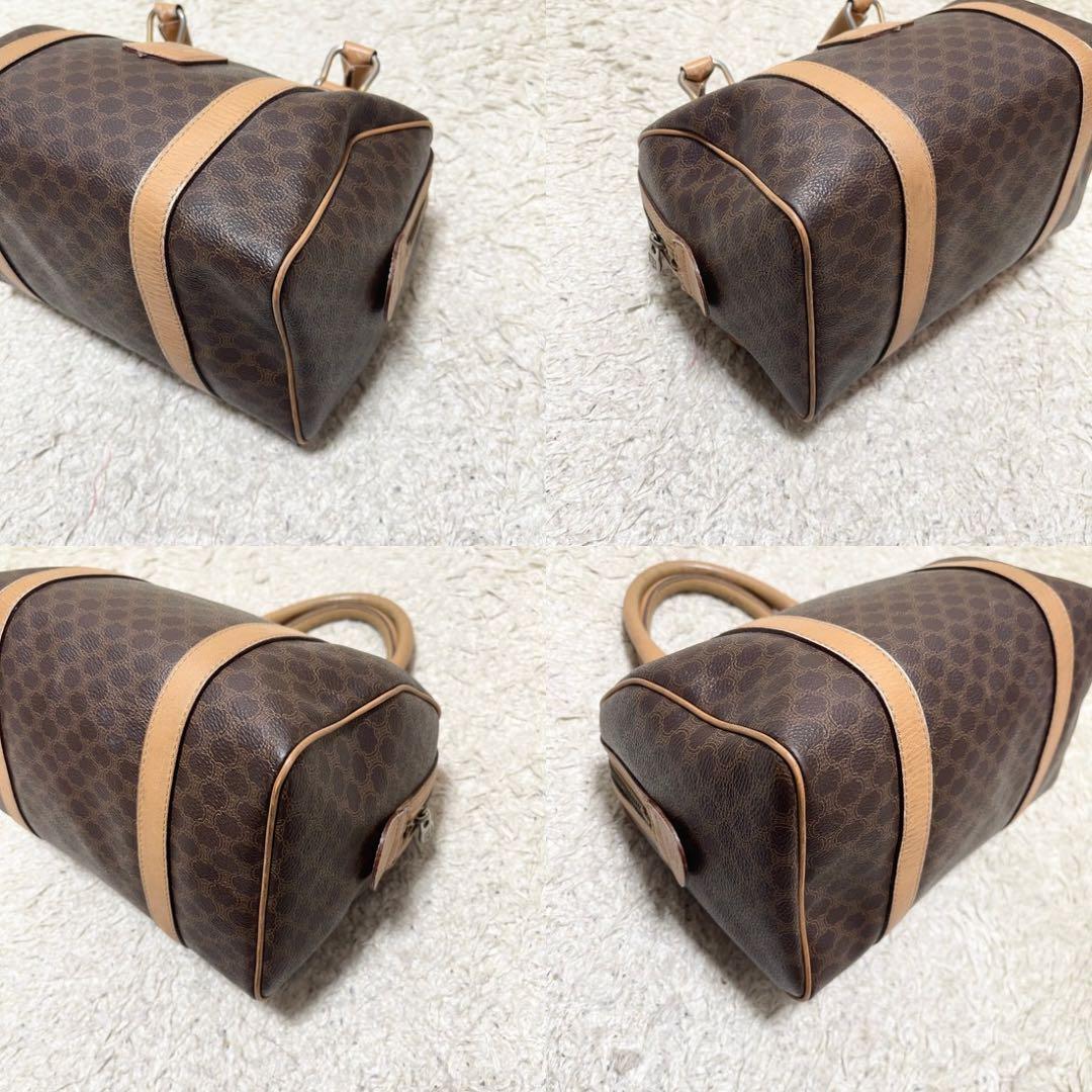 セリーヌ　ミニボストン　ハンドバッグ　レザー　PVC マカダム　ロゴ金具