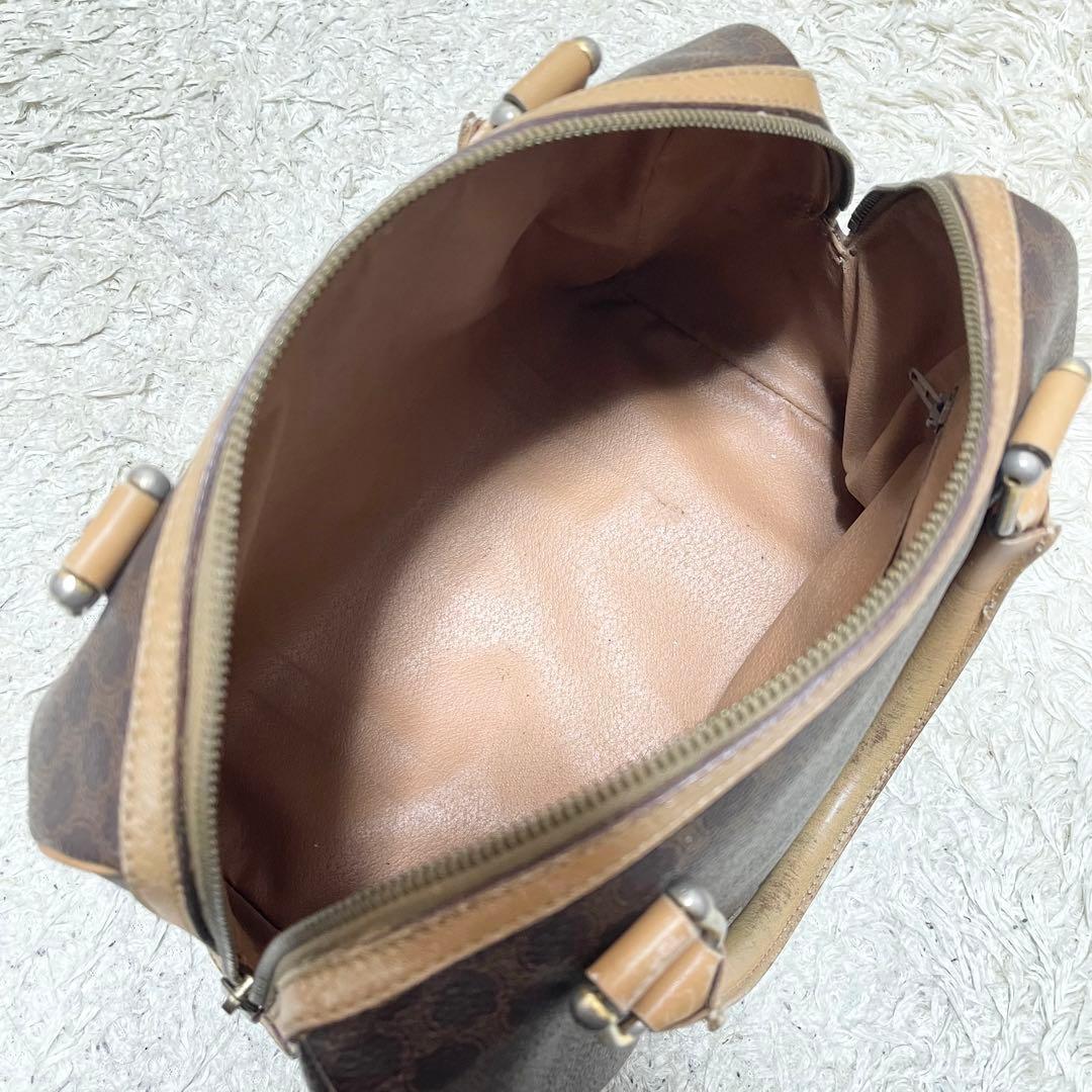 セリーヌ　ミニボストン　ハンドバッグ　レザー　PVC マカダム　ロゴ金具