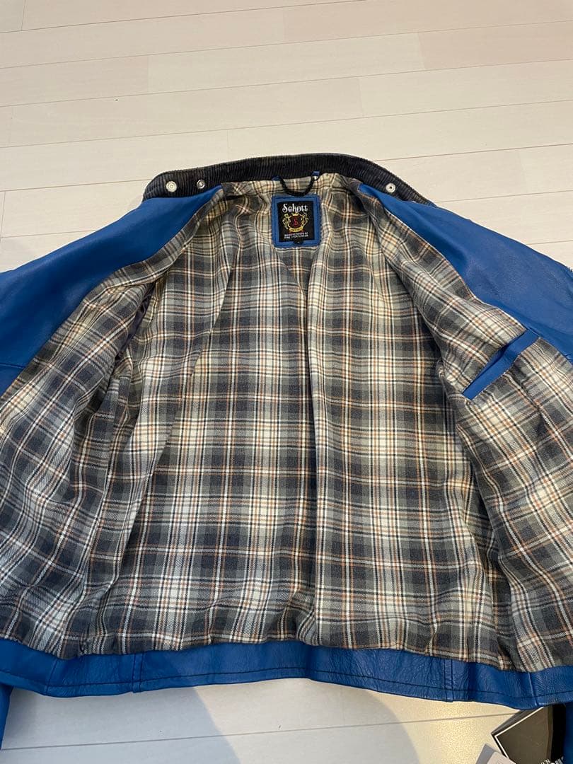 Schott ショットライダースジャケット ダブルブレストブルー 試着のみ