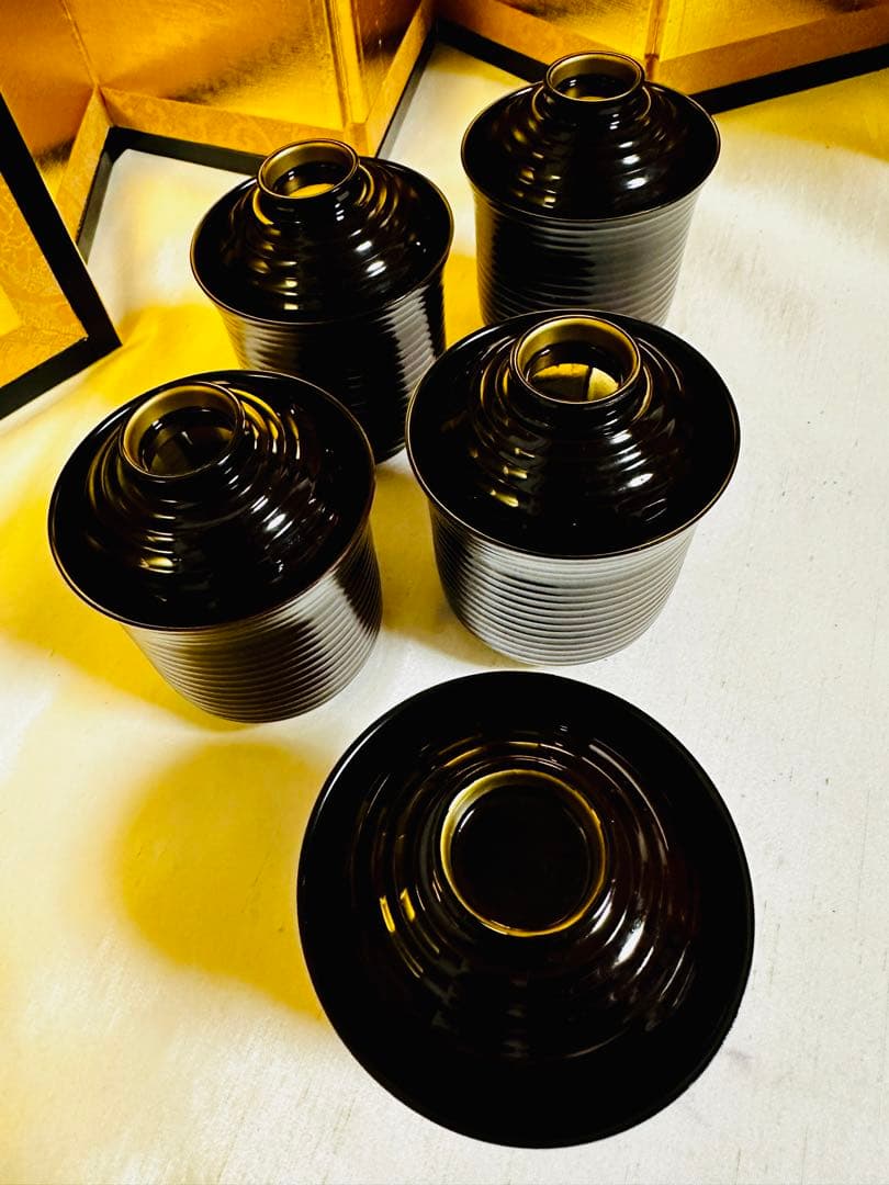 山中塗　お椀　吸物椀　本金　骨董　手描　時代蒔絵 ５脚　G58