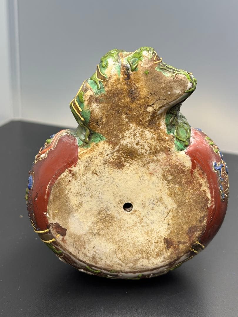 古九谷造 金襴手 金彩色絵細密絵付 布袋像 古陶磁製 薩摩焼