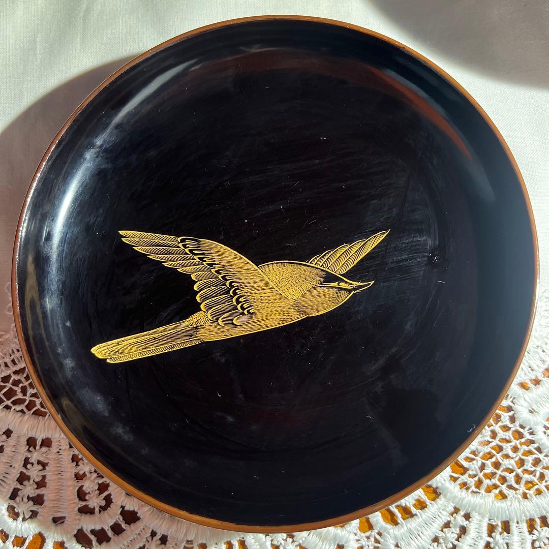 茶道 煎茶 年代物 漆器 沈金 梅に鶯 吸物椀 10客揃