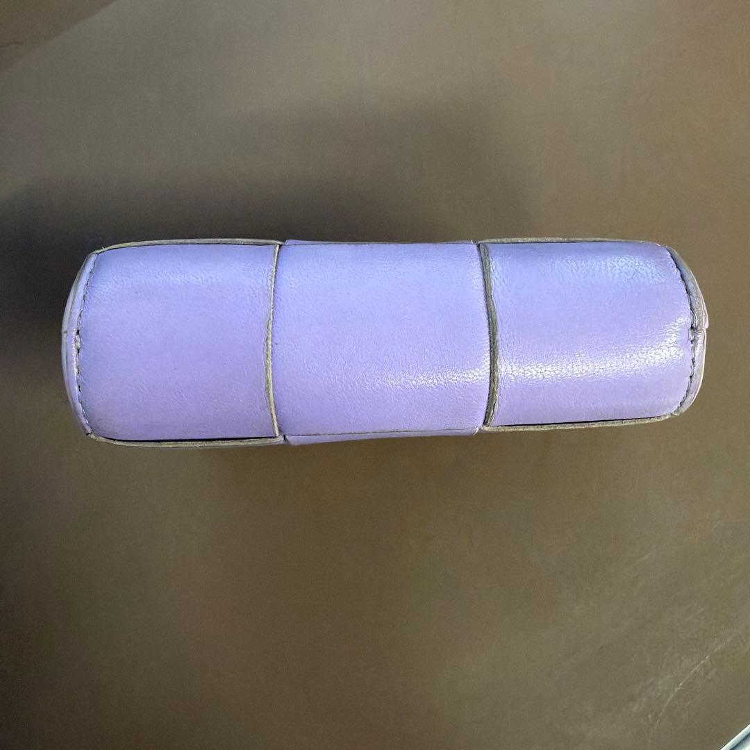 ラベンダー色パッチワーク二つ折り財布