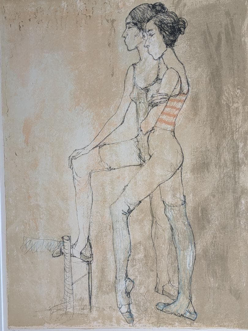 極希少 真作】ジャン・ジャンセン 「二人の踊り子」リトグラフ 直筆