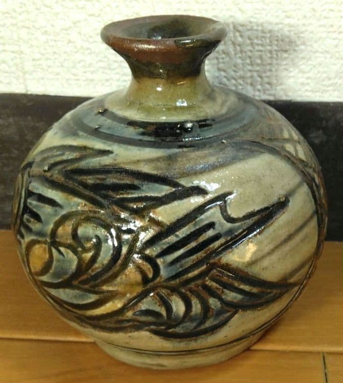 人間国宝 金城次郎 丸壺 栞 共箱 美品 壺屋焼 やちむん 壷屋焼