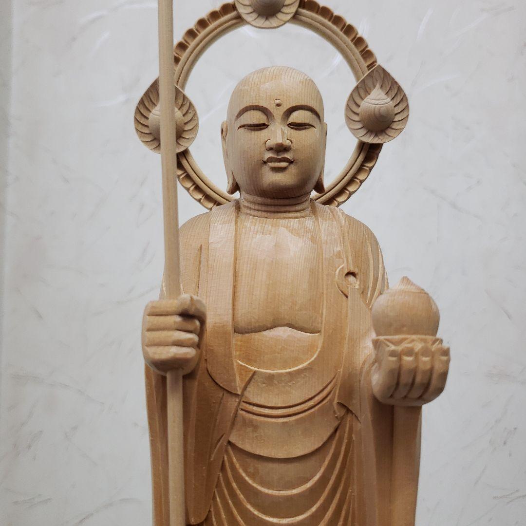 Bフライデー蔵出し特価◇ヒバ材 地蔵菩薩立像8寸立◇お地蔵