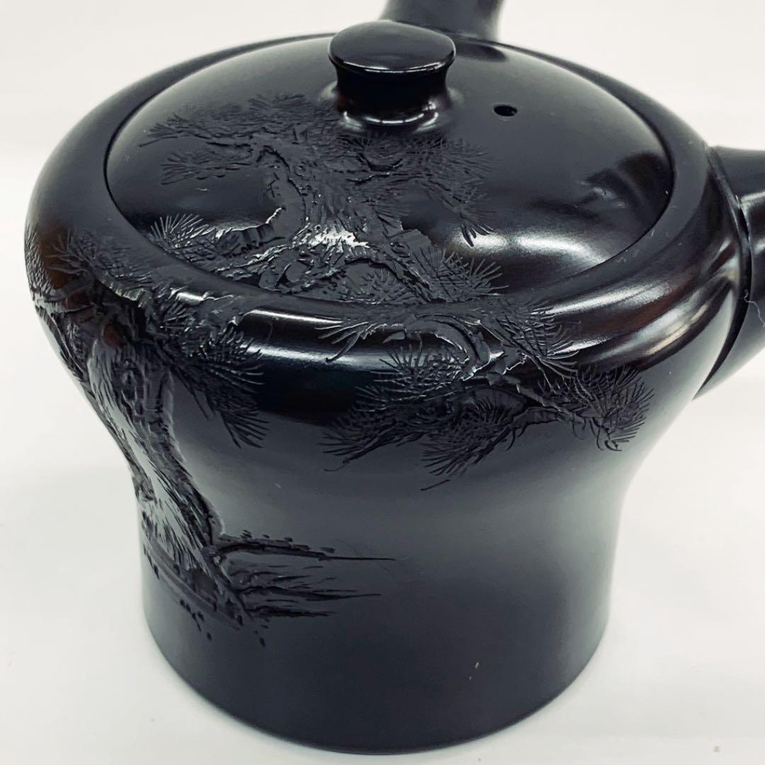 【茶注26    黒泥　松彫　研ぎ出し】榊原賢治　共箱