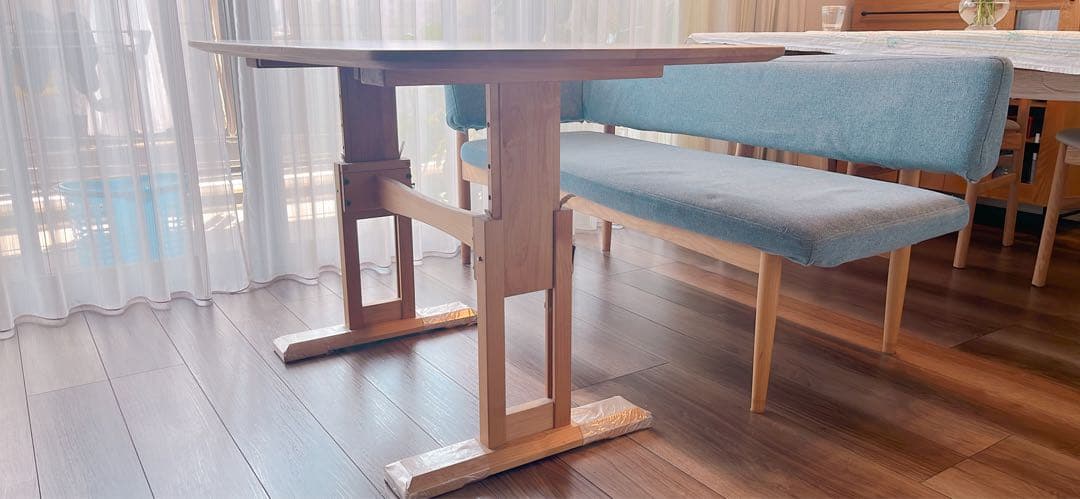 モモナチュラル　ダイニングテーブル W1250 D740 H550-700