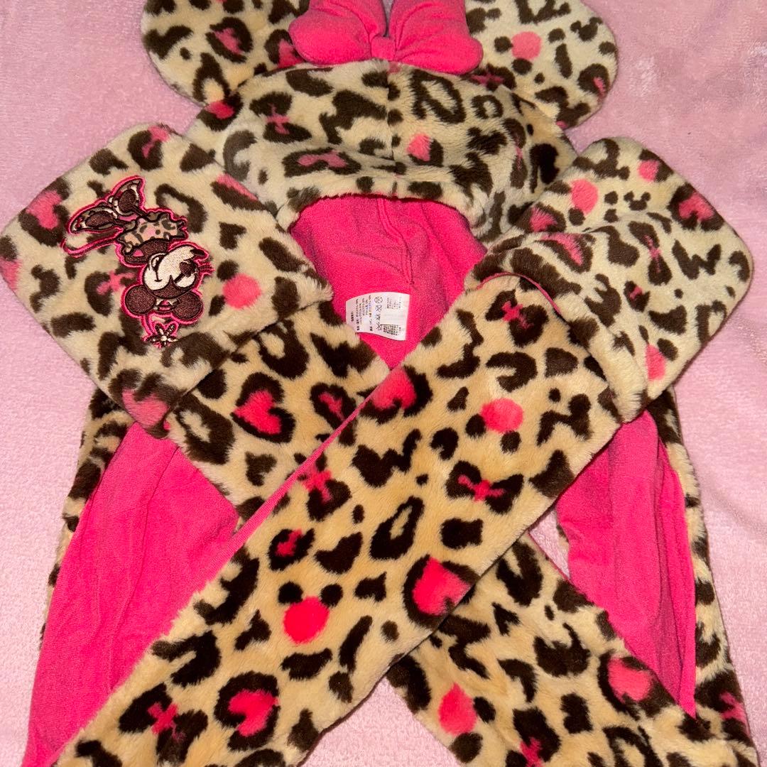 ディズニーファンキャップマフラーヒョウ柄 ミニーちゃん