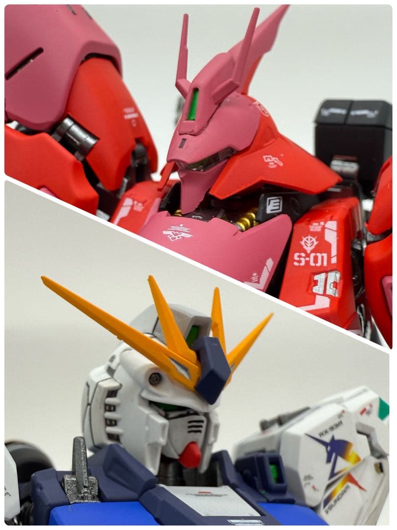 RG νガンダム サザビー ff 全塗装完成品セット アクションベース付き