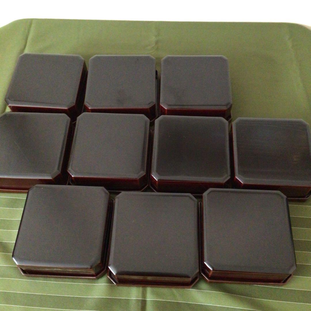 茶道具　小型　縁高　縁高重箱　10客揃え　共箱付き　菓子入れ　漆器　骨董品　茶道