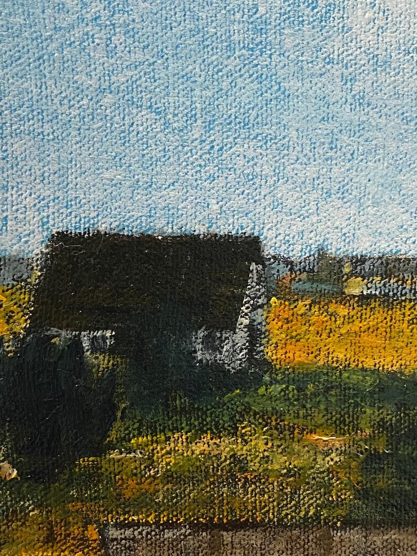 「真作」中山爾郎「シャルトル 麦秋」風景画　油彩画　額装　サイン有り　F6号