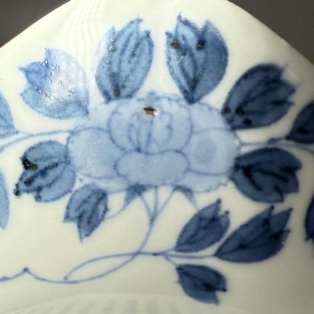 後期鍋島 江戸後期 染付楼閣山水図四方皿 共箱 緻密な絵