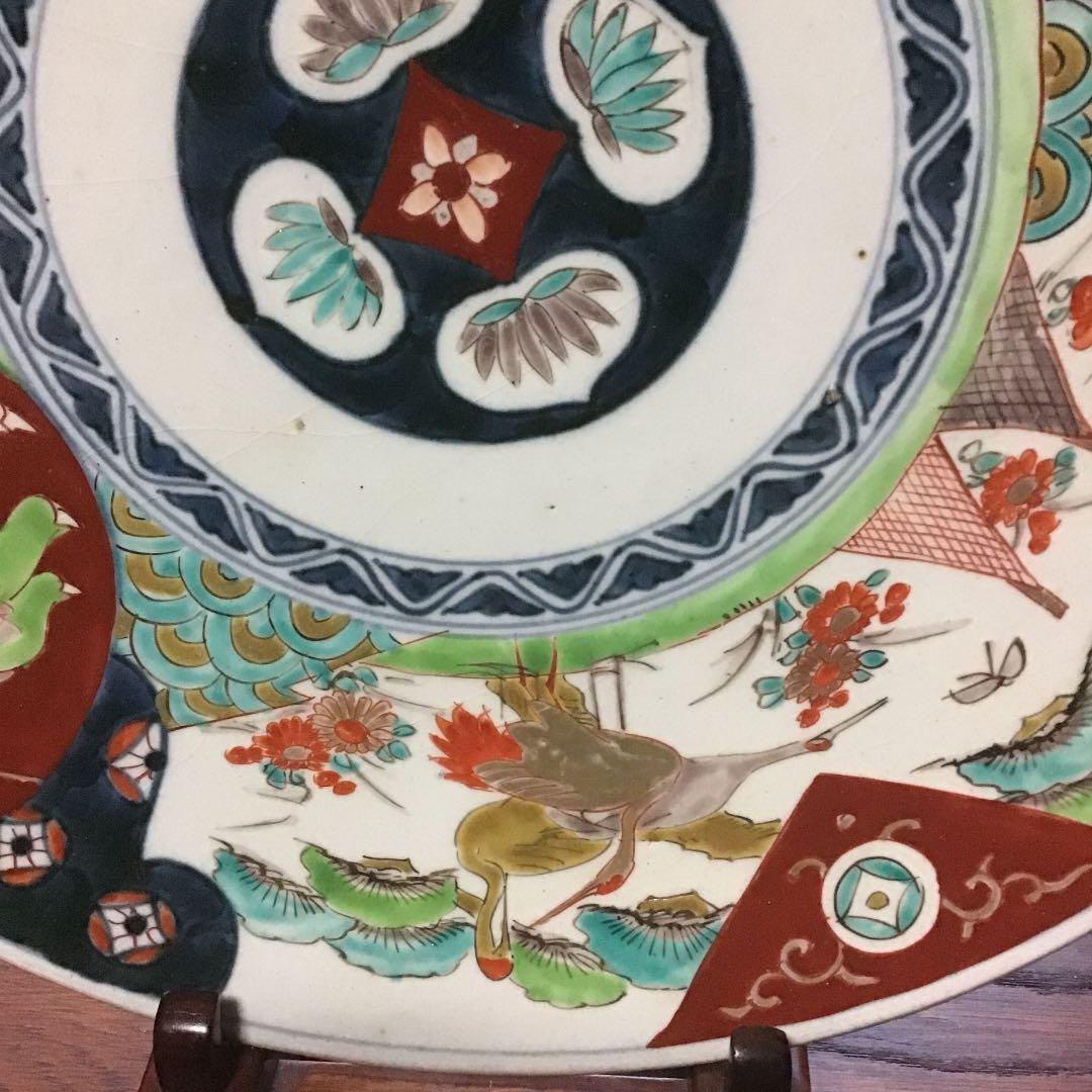 色絵古伊万里唐子鶴の図大皿