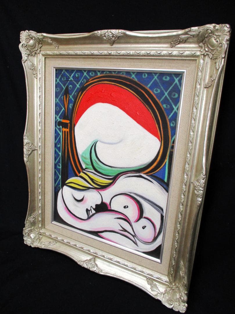 藤田嗣治 油彩画 F6号 肉筆 油絵 絵画 額縁 額装