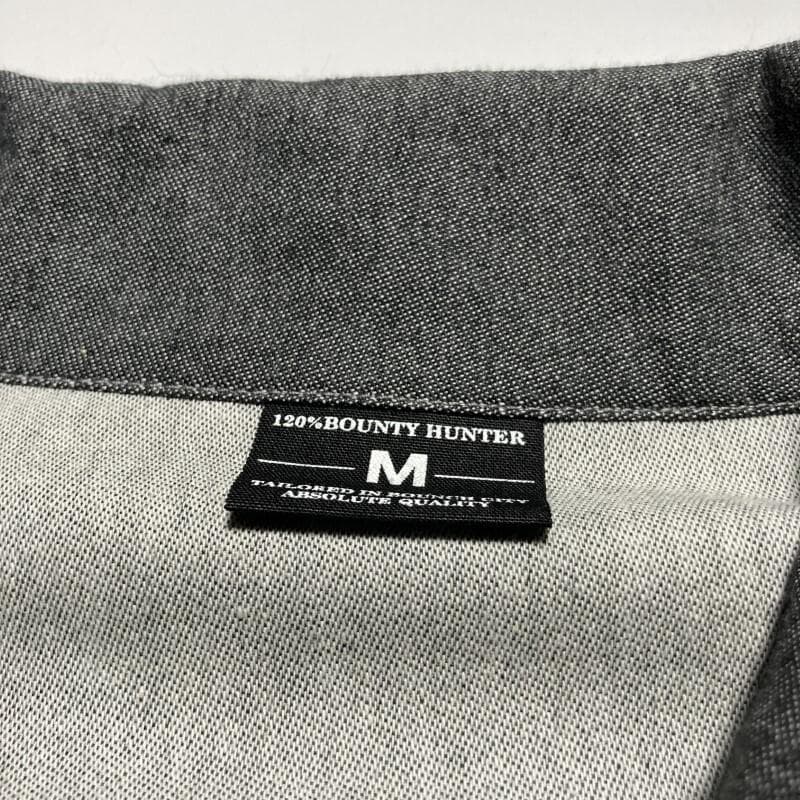 BOUNTY HUNTER☆胸ロゴ刺繍ドリズラージャケット スイングトップ 灰M