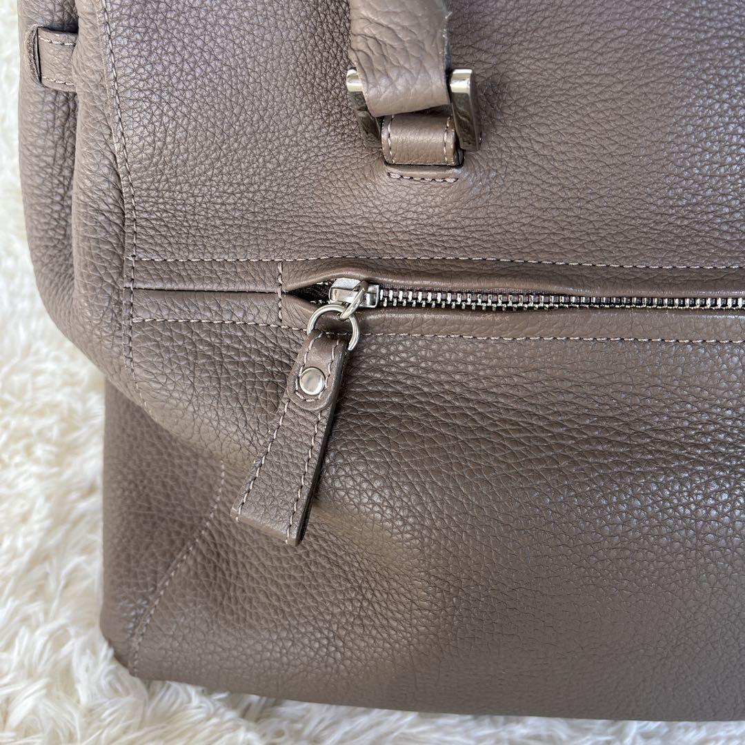 NAGATANI ハンドバッグ　シボレザー　グレージュ　フラップ