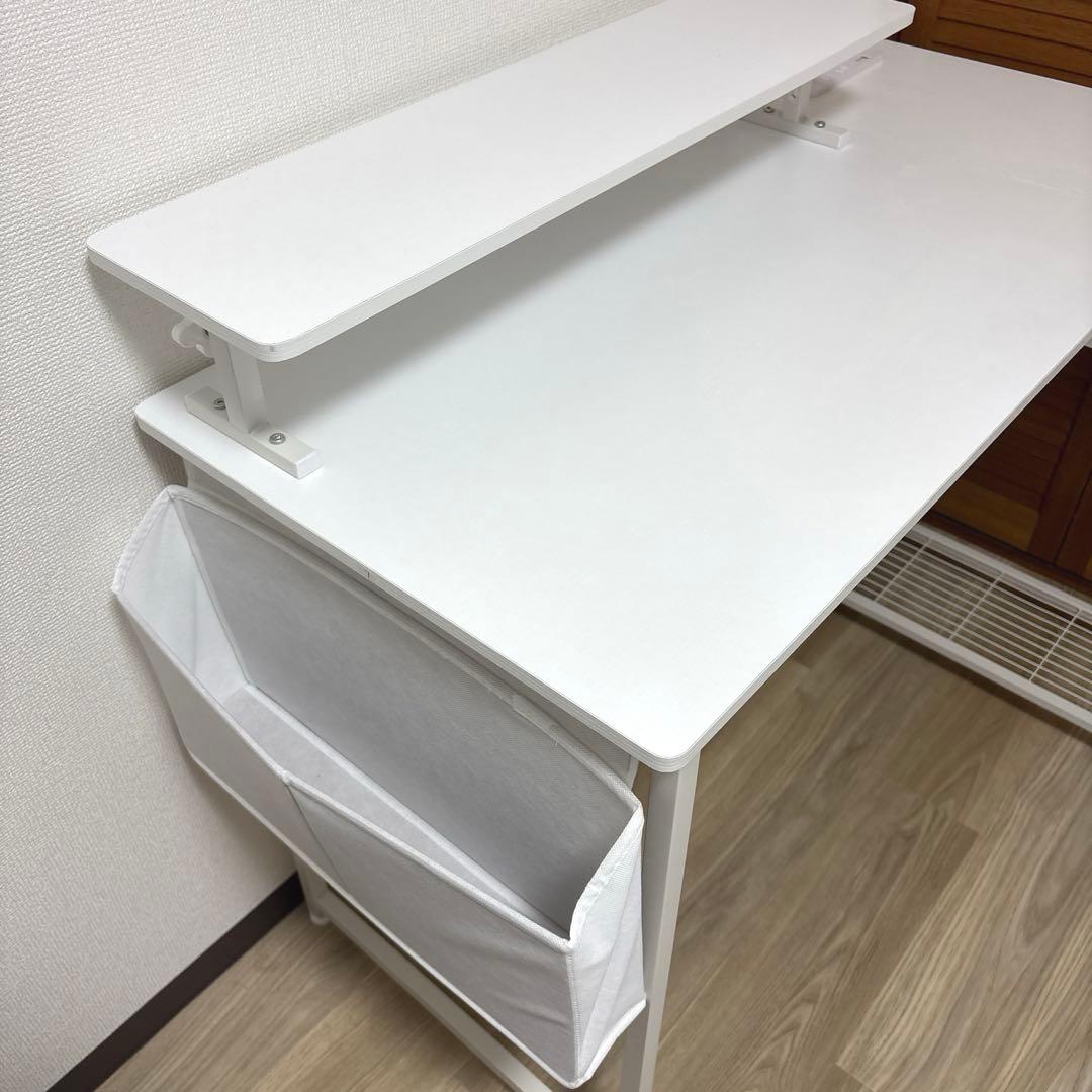 L字デスク ゲーミングデスク 棚 ポケット フック モニター台 白 dowinx