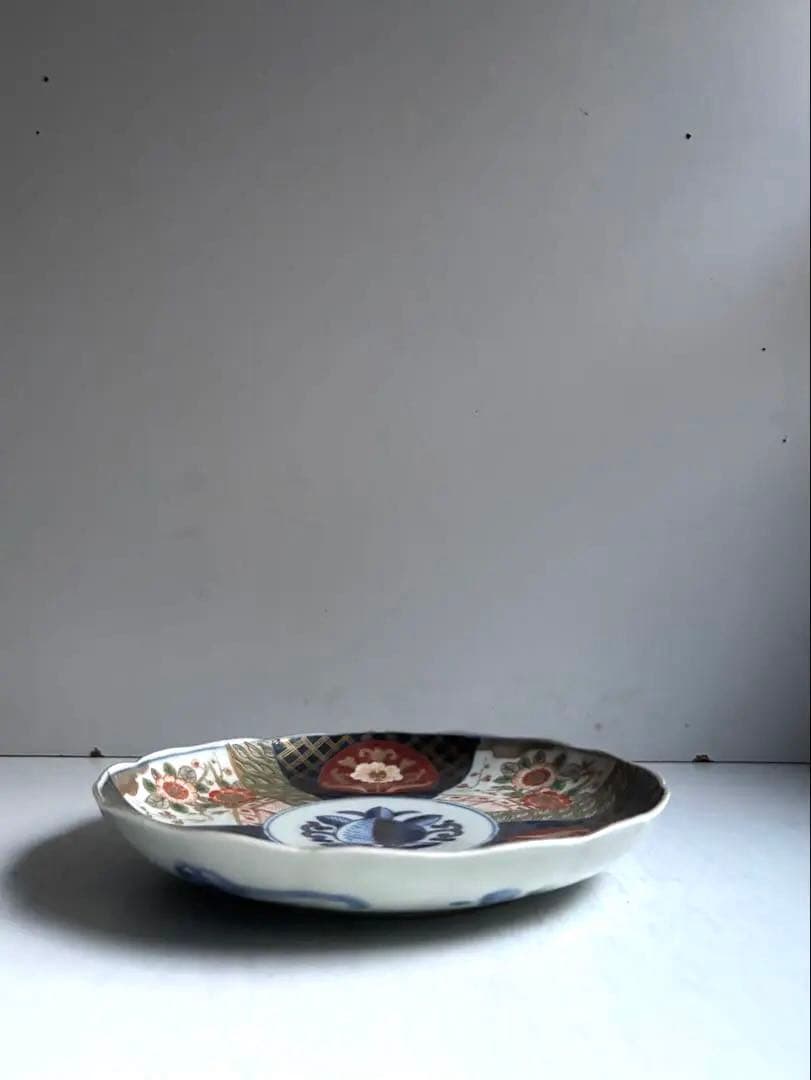 698 骨董 アンティーク 古伊万里 色絵金彩柘榴紋様9寸平皿 幕末