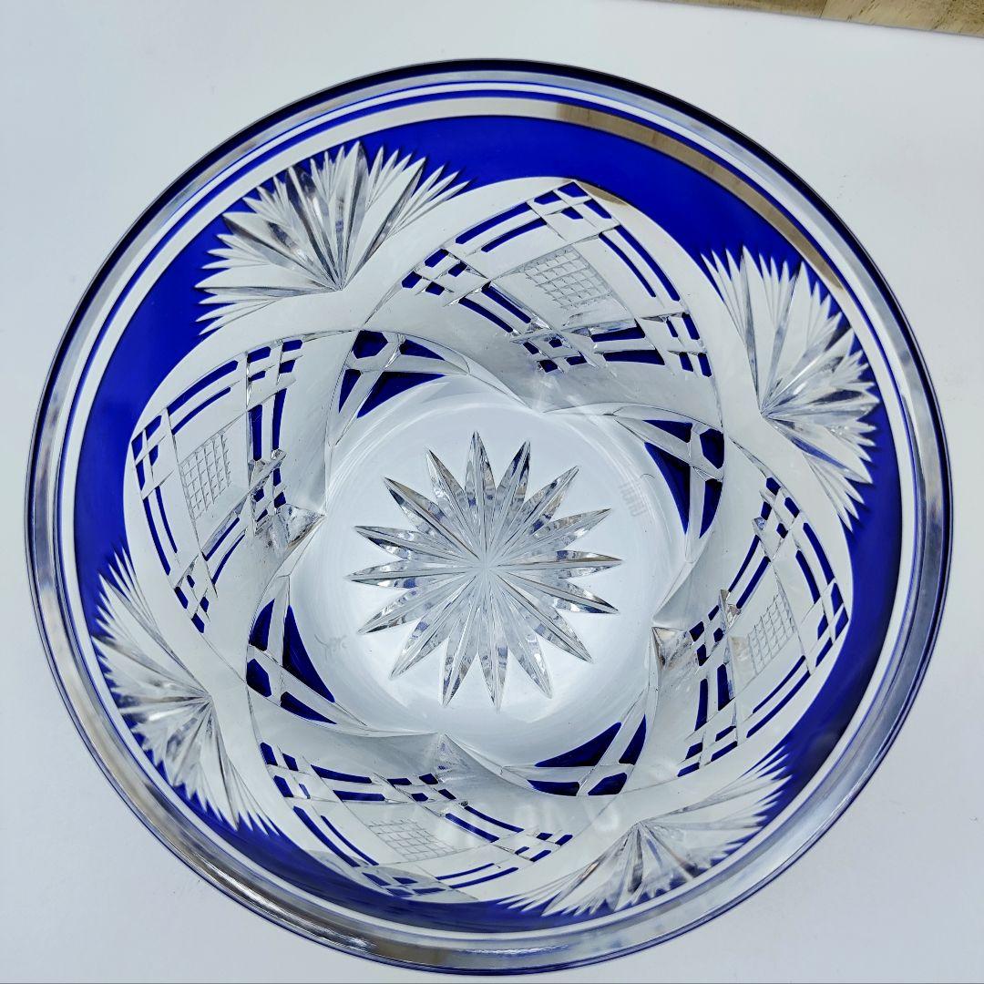 超希少品☆小林英夫 笹の葉切子鉢 遠藤兆映彫金蓋(切子、江戸切子