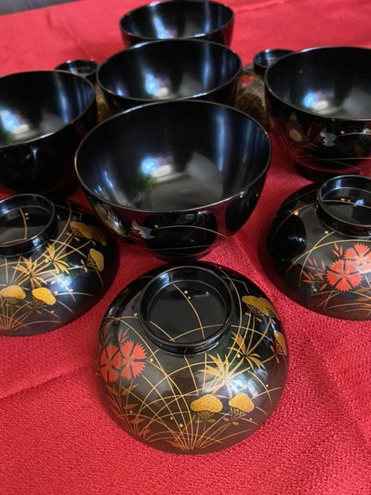 輪島塗 輪島塗 漆器 秋草蒔絵付 吸物椀 五客 秋草 蒔絵 吸物椀 5客