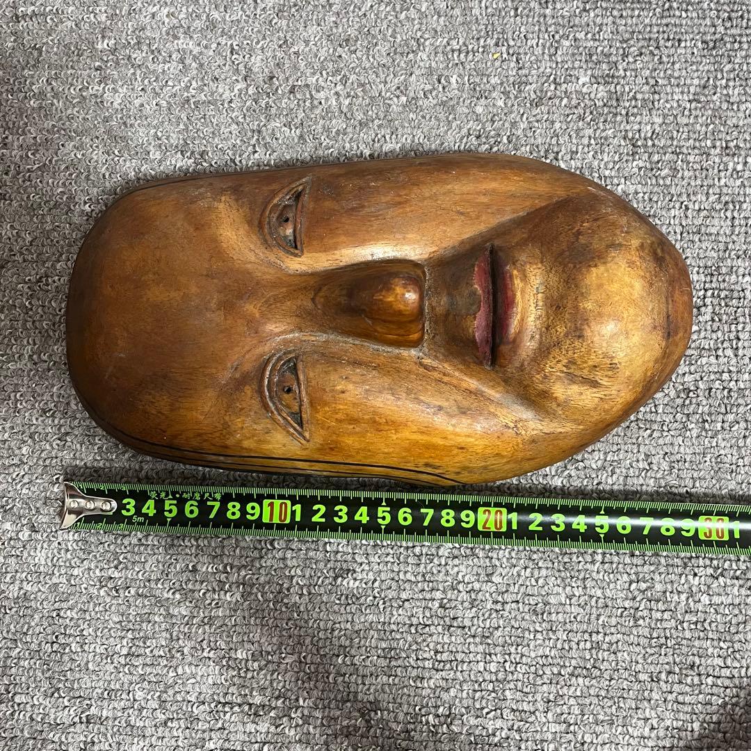 平成元年 古い 木彫 面 おきな 民芸 古道具 アンティーク オブジェ