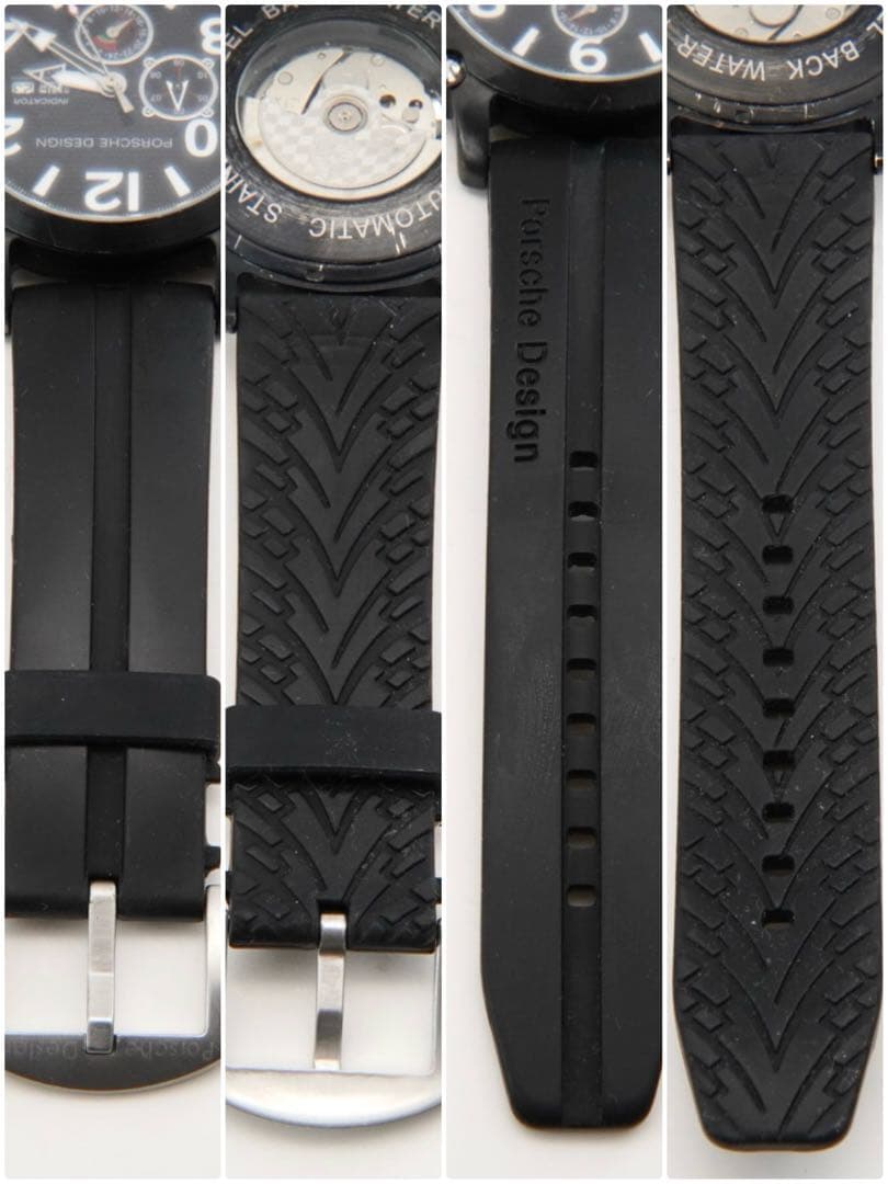 ポルシェデザイン クロノグラフ 黒文字盤 自動巻き ラバーベルト メンズ 腕時計