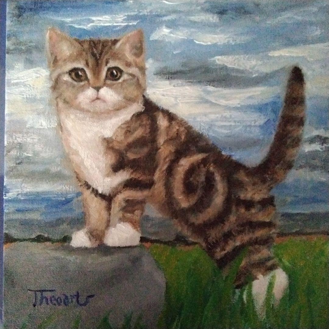 F 3号サイズ額縁 アメリカンショートヘア 油絵