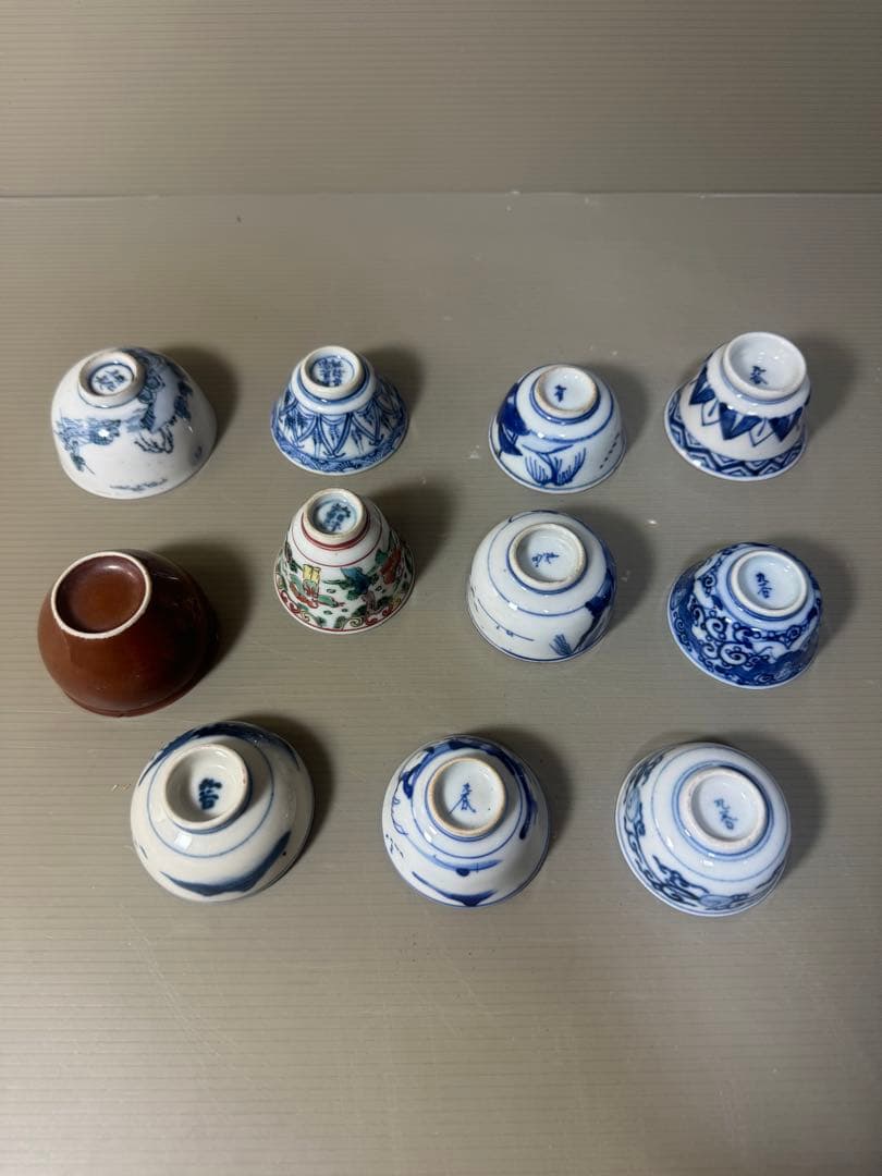 2413 九谷焼 猪口 まとめ売り 合計11客 時代物