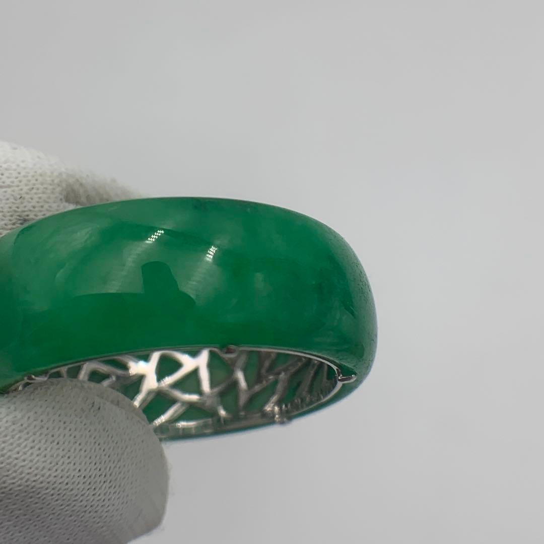 天然翡翠ヒスイプラチナリング　PT900 20号 鑑別書付き
