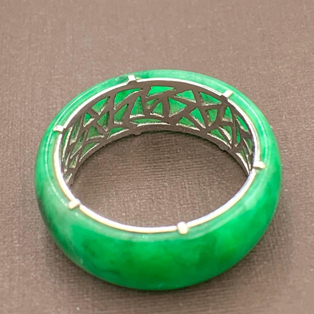 天然翡翠ヒスイプラチナリング　PT900 20号 鑑別書付き