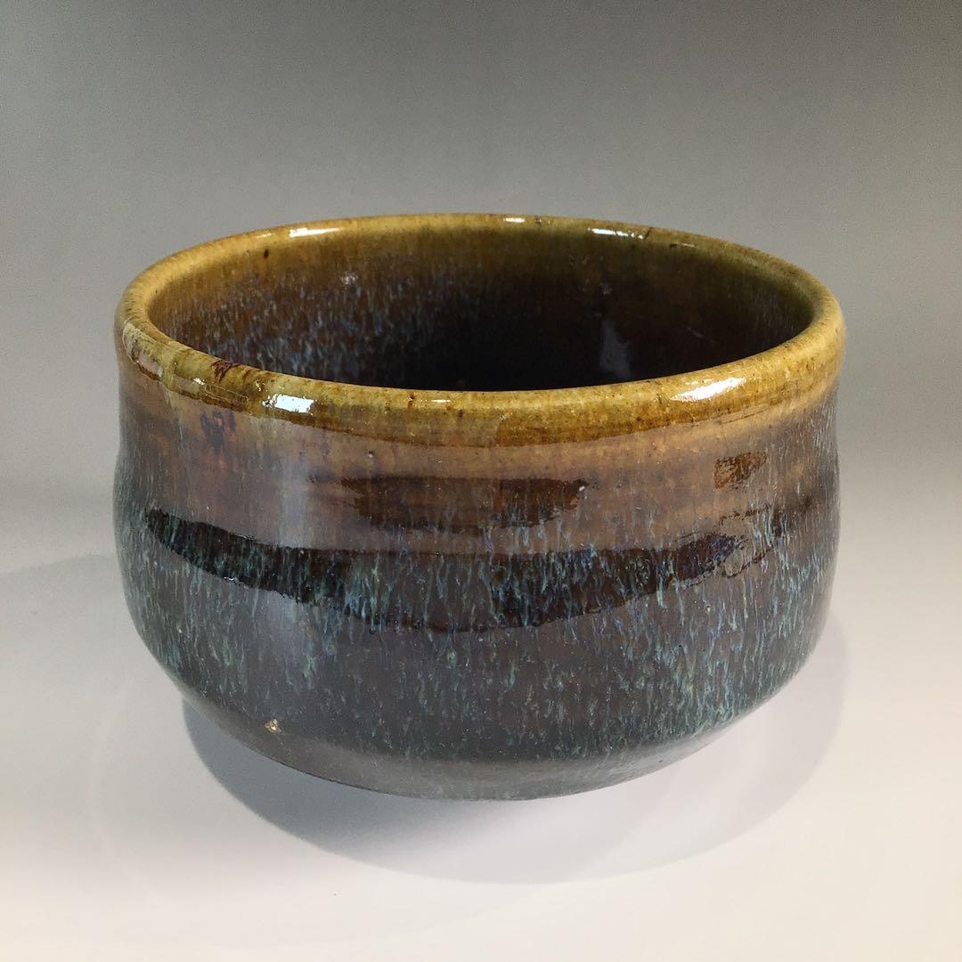 P699 茶碗 『益子焼』『長谷川窯造』『鉄糠釉茶碗』 抹茶碗 共箱