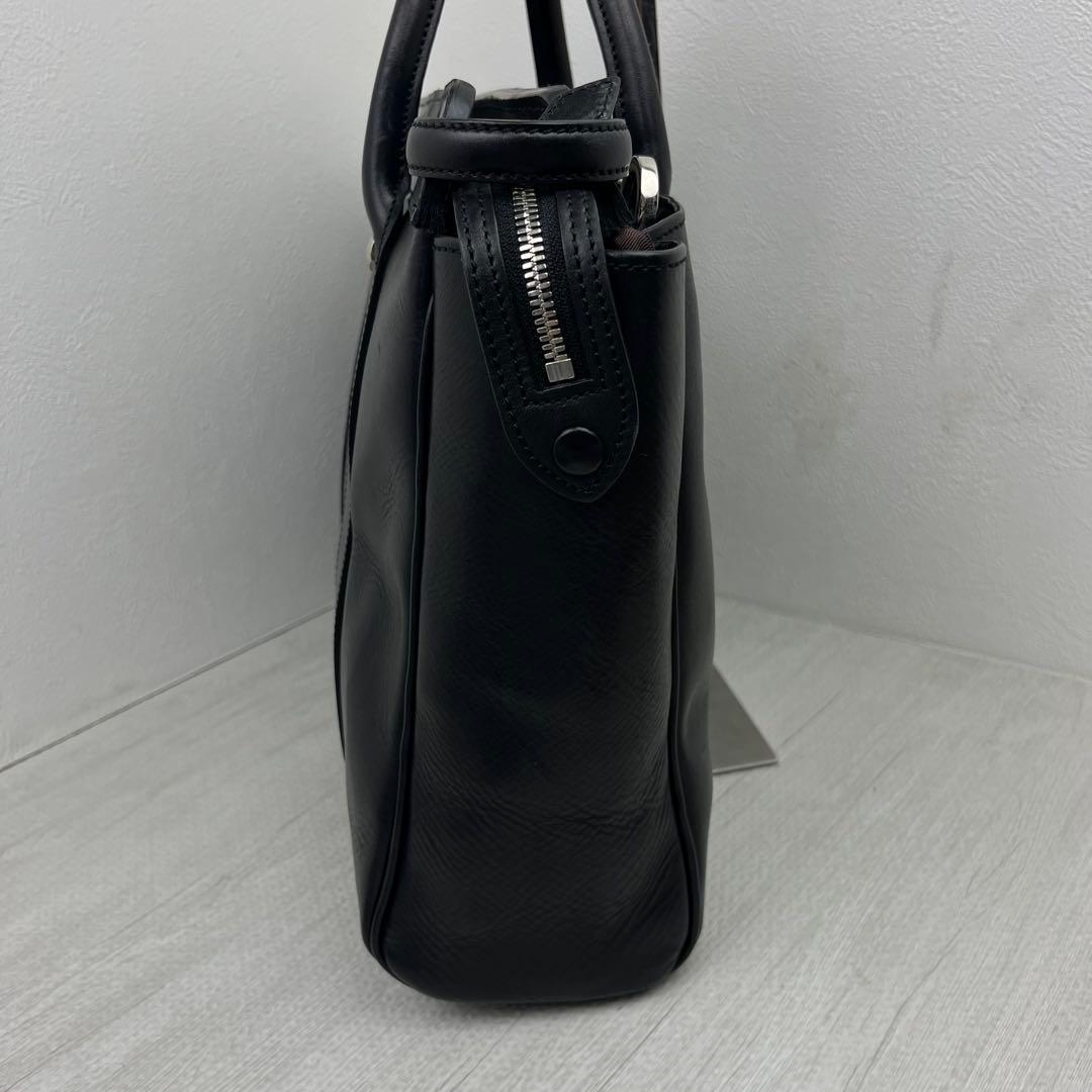 美品✨ 万双 双鞣和地 トートブリーフ ビジネスバッグ ブラック レザー 革