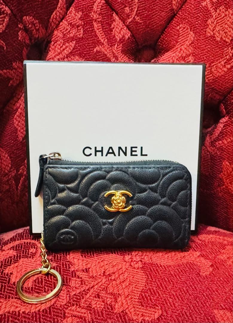 美品✨CHANEL カメリア キーケース　黒　ブラック　ゴールド　レア