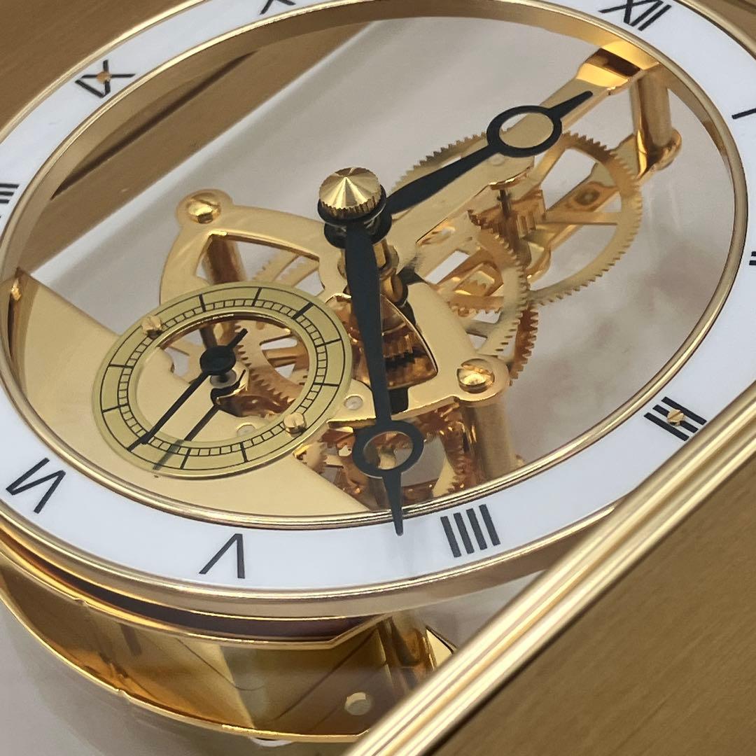 ☆美品☆ WAKO ワコー 置き時計 HW8090G 大理石ゴールド 可動品