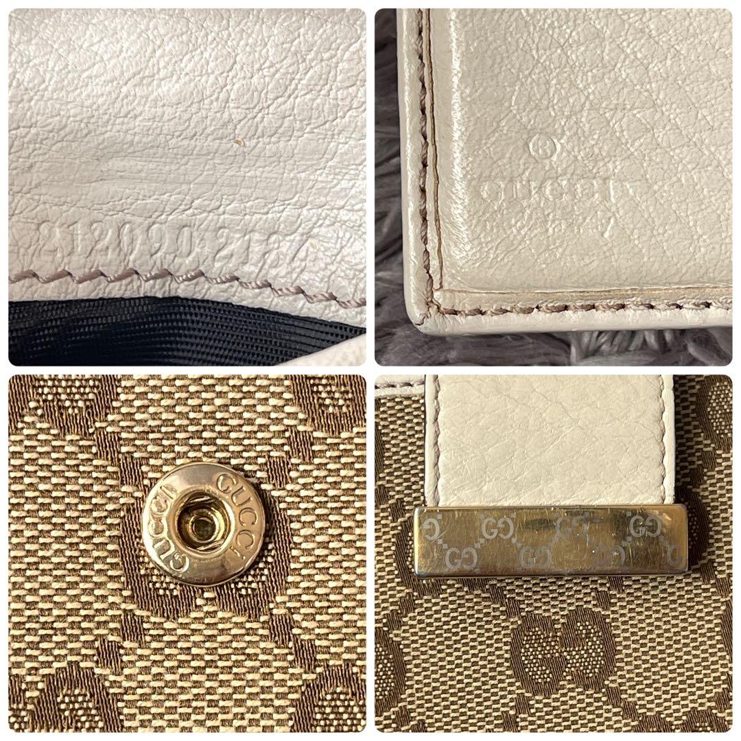 良品✨GUCCI GGキャンバス 折り財布 ロゴプレート アイボリー - メルカリ