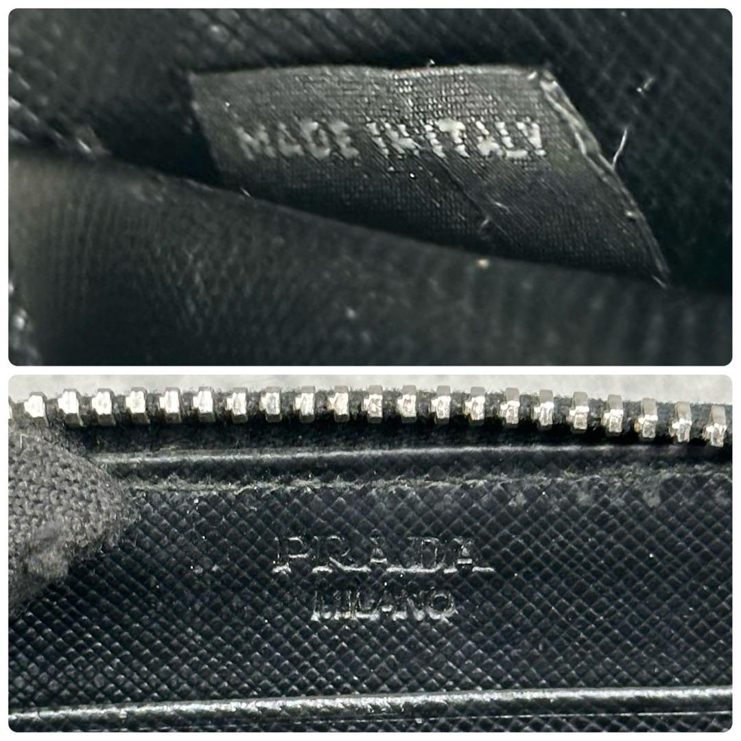 プラダ 三角タグ コンパクト ラウンドジップ ケース サフィアーノレザー