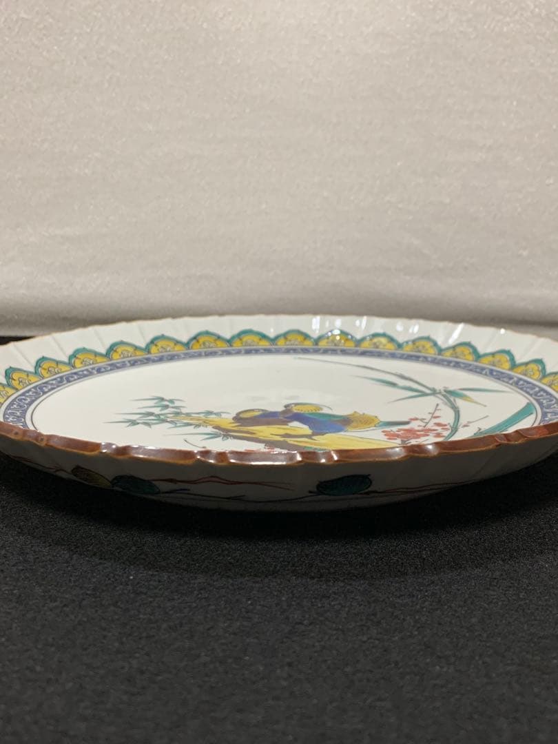 宮本忠夫　色絵九谷花鳥文飾皿　九谷焼　飾り皿