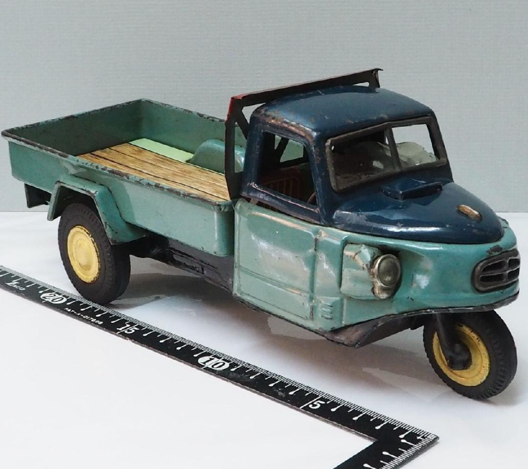 萬代屋【三菱 オート三輪トラック 青/黄緑】ブリキ自動車TIN TOY 【箱無】