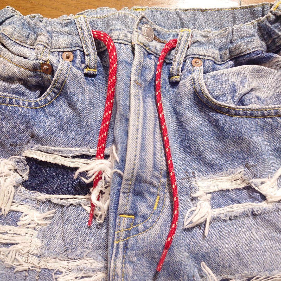 DENIMDUNGAREE パンツ ダメージジーンズ ライトブルー 150cmの通販はau