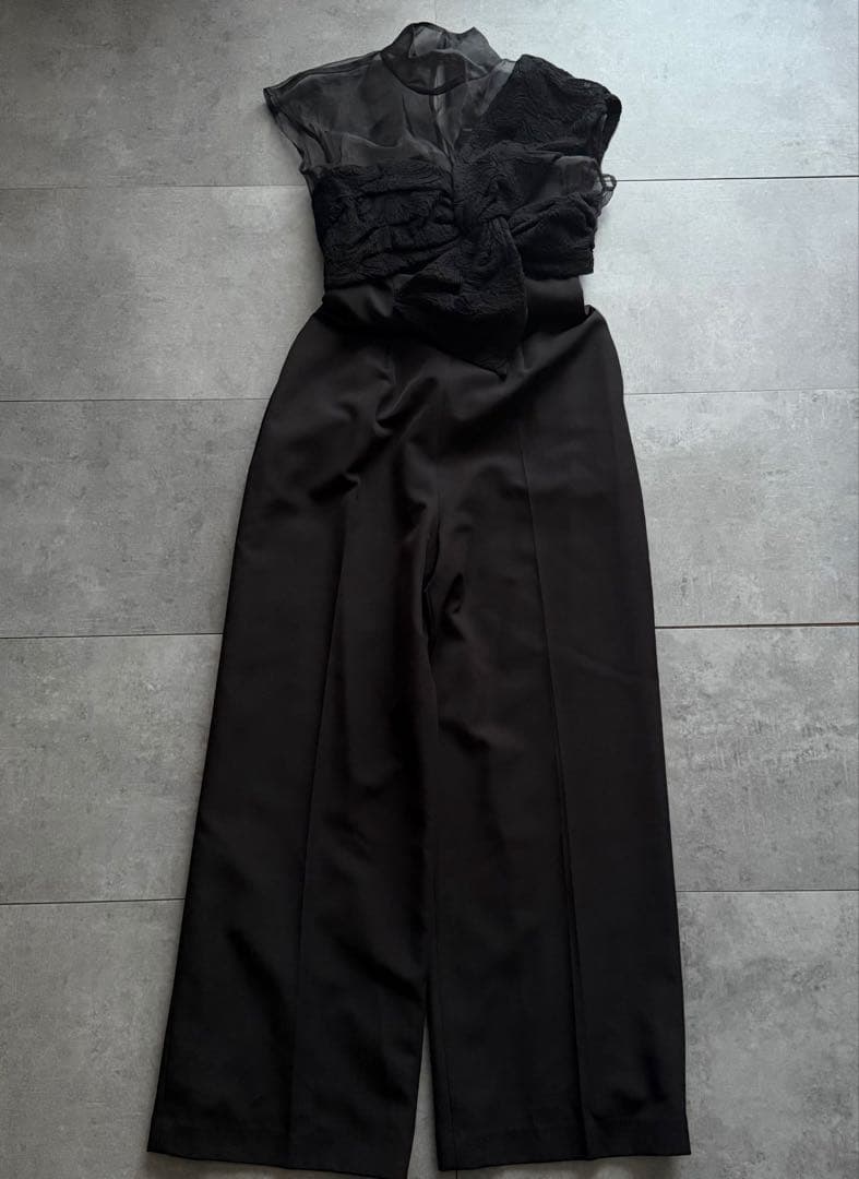 ラグナムーン パンツドレス オールインワン M 異素材ドッキング オケージョン