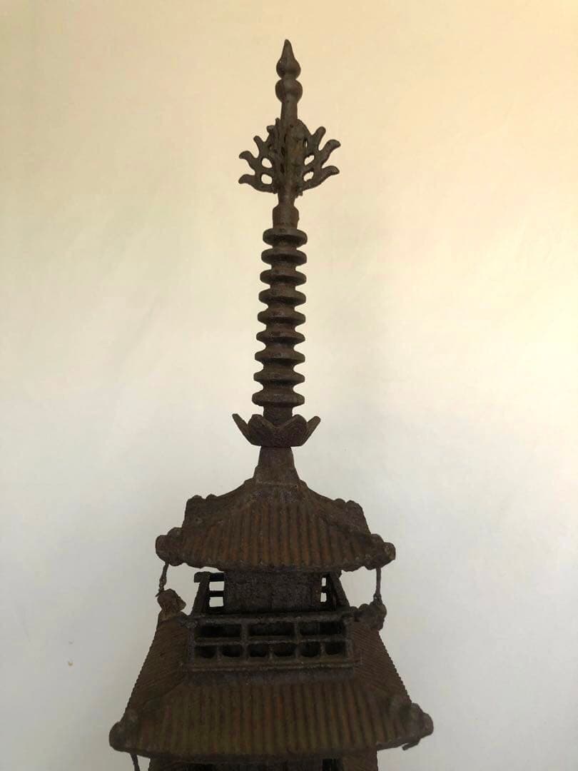 錆あり 昭和レトロ 五重の塔 置物 鉄製 ヴィンテージ アンティーク