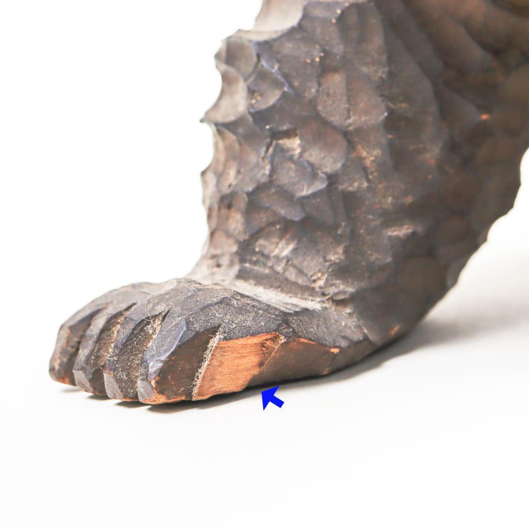 ガラス目 吠え熊 木彫 北海道民芸