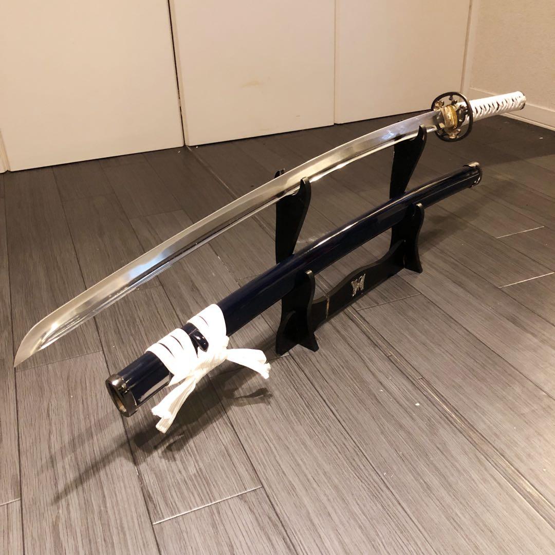 高級模造刀　高級居合刀　樋入り　優勢刃紋刀身　白拵え　亜合金刀身