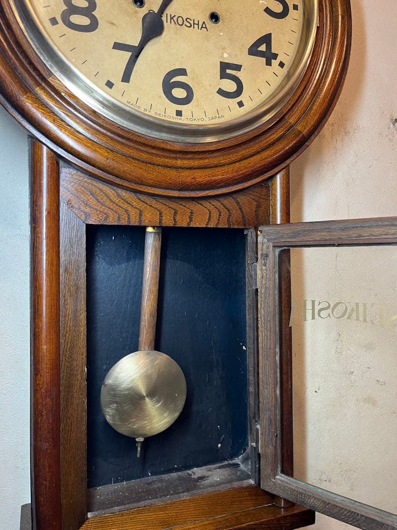 精工舎　大型頭丸　柱時計　古時計　振り子　ゼンマイ　レトロ　アンティーク