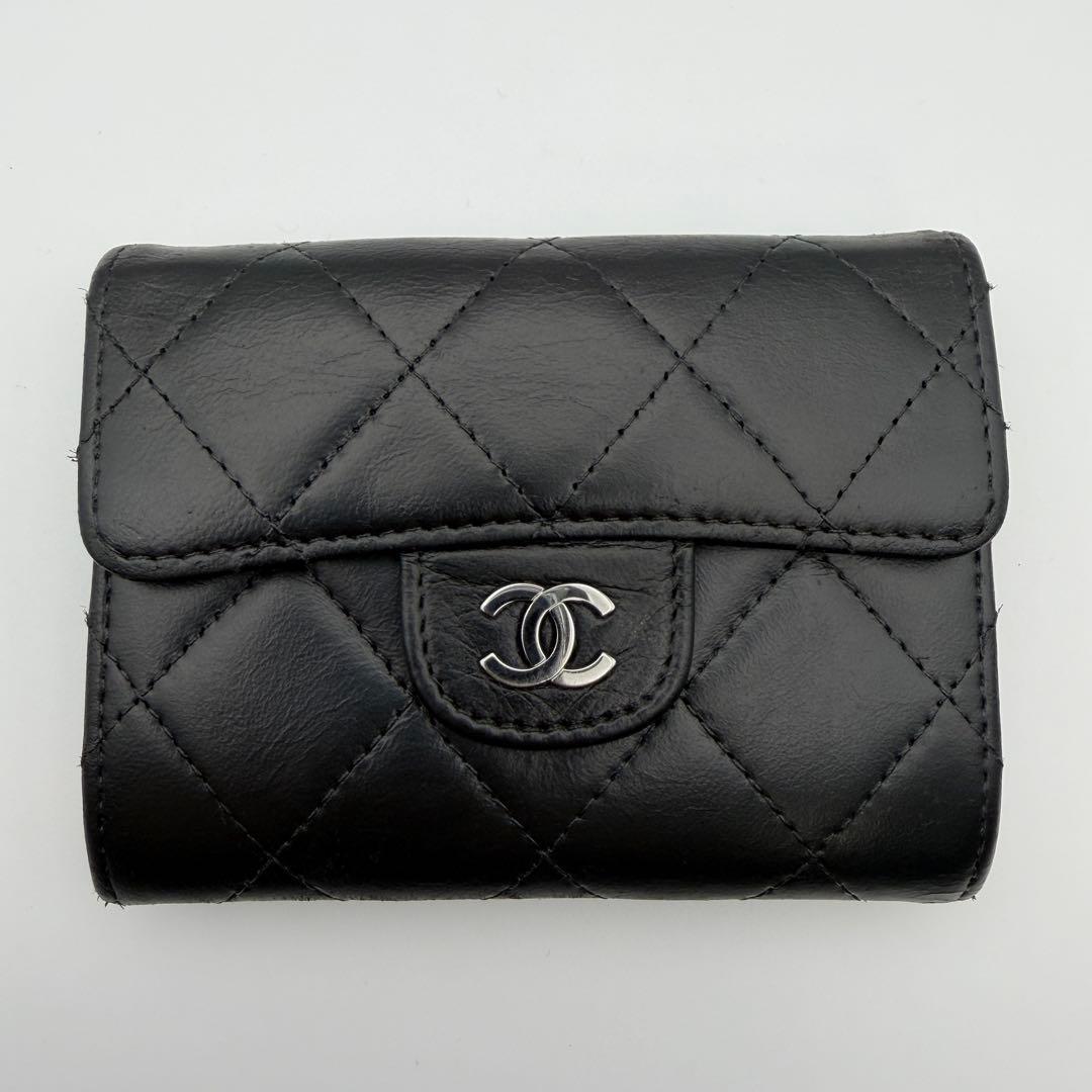 シャネル 財布 マトラッセ ラムスキン コンパクト 入れ カードケース