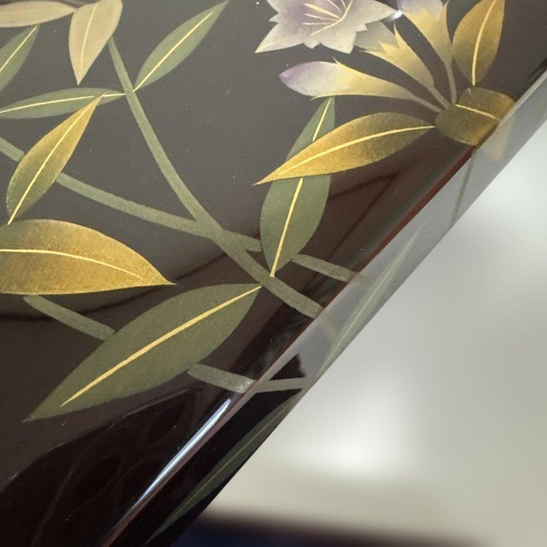 溜うるし塗　竜胆(りんどう)蒔絵　宝石箱　伝統工芸　木曽漆器　栄雅堂　未使用品