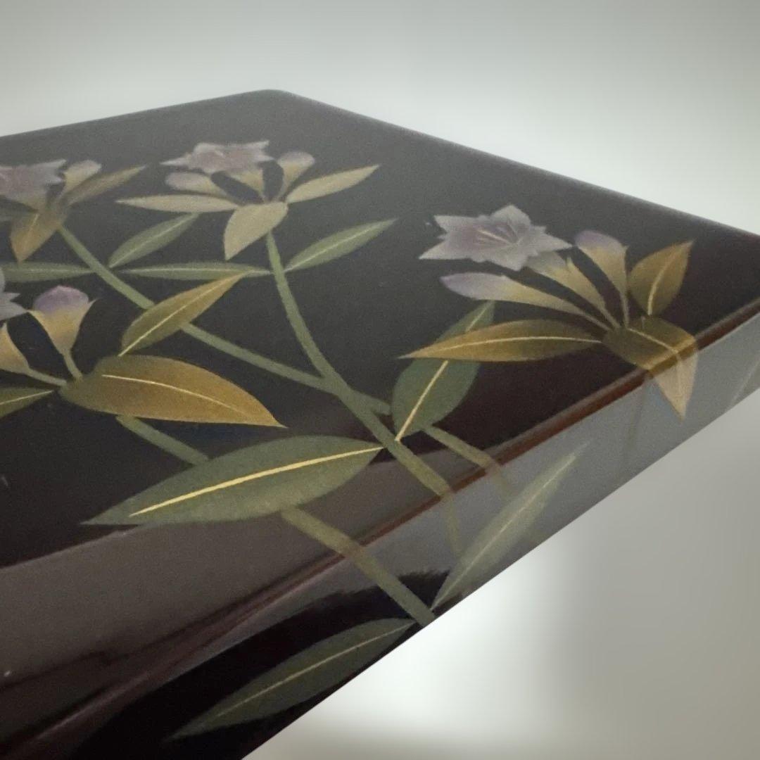 溜うるし塗　竜胆(りんどう)蒔絵　宝石箱　伝統工芸　木曽漆器　栄雅堂　未使用品